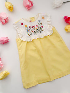 The hand embroidered ALICIA dress - yellow