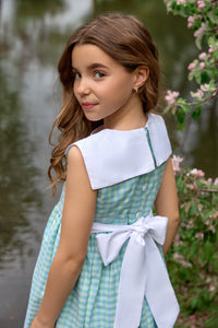 The hand smocked BIANCA dress - Vichy blue mint