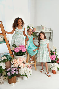 ** ALMOST SOLD OUT ** The hand smocked KIARA dress - floral green