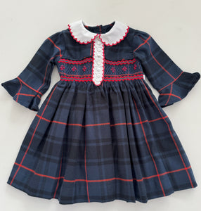 The hand smocked FLORENCE dress - Plaid Navy