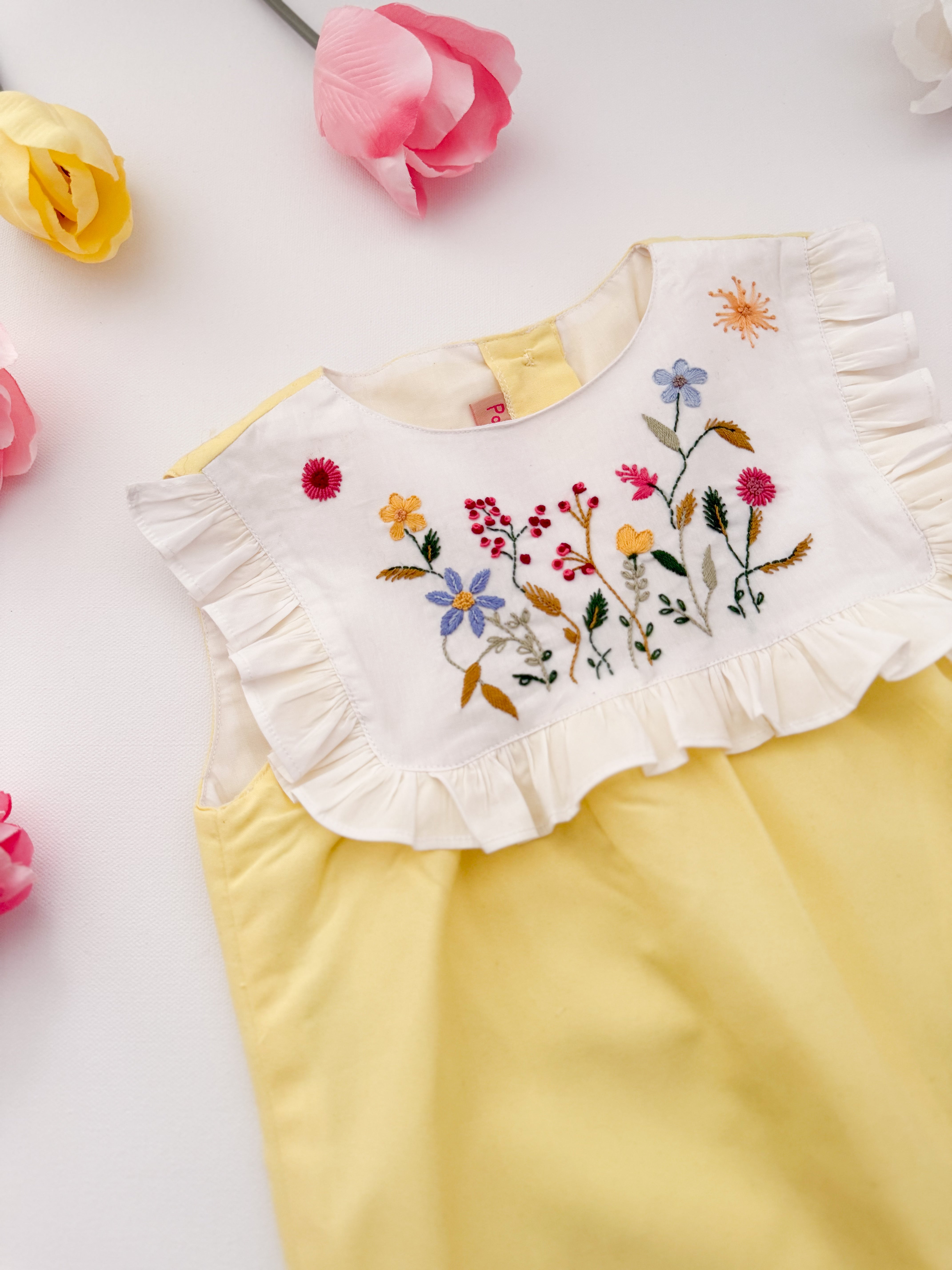 The hand embroidered ALICIA dress - yellow