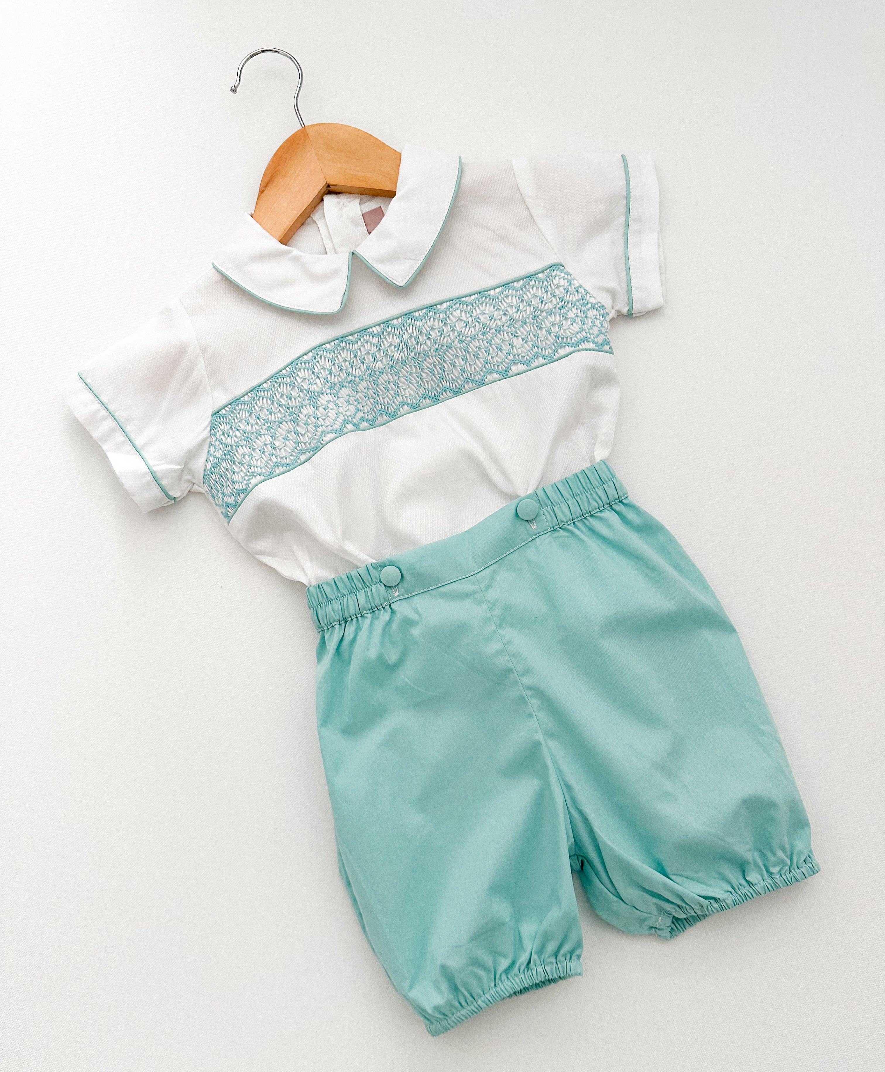 * PREORDER * The hand smocked ADAM set - Mint