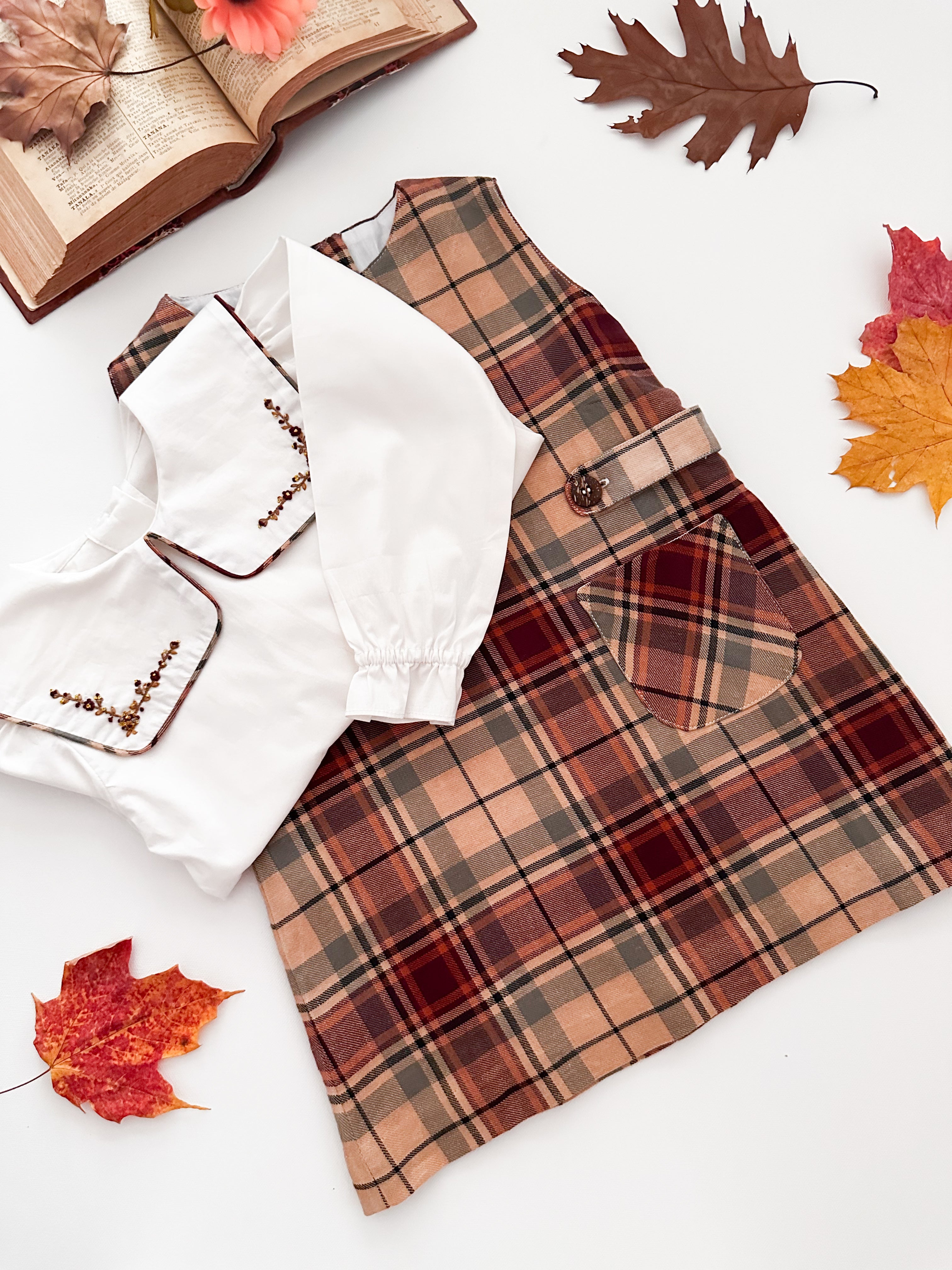 The hand smocked JACINTHE set - Plaid Brown