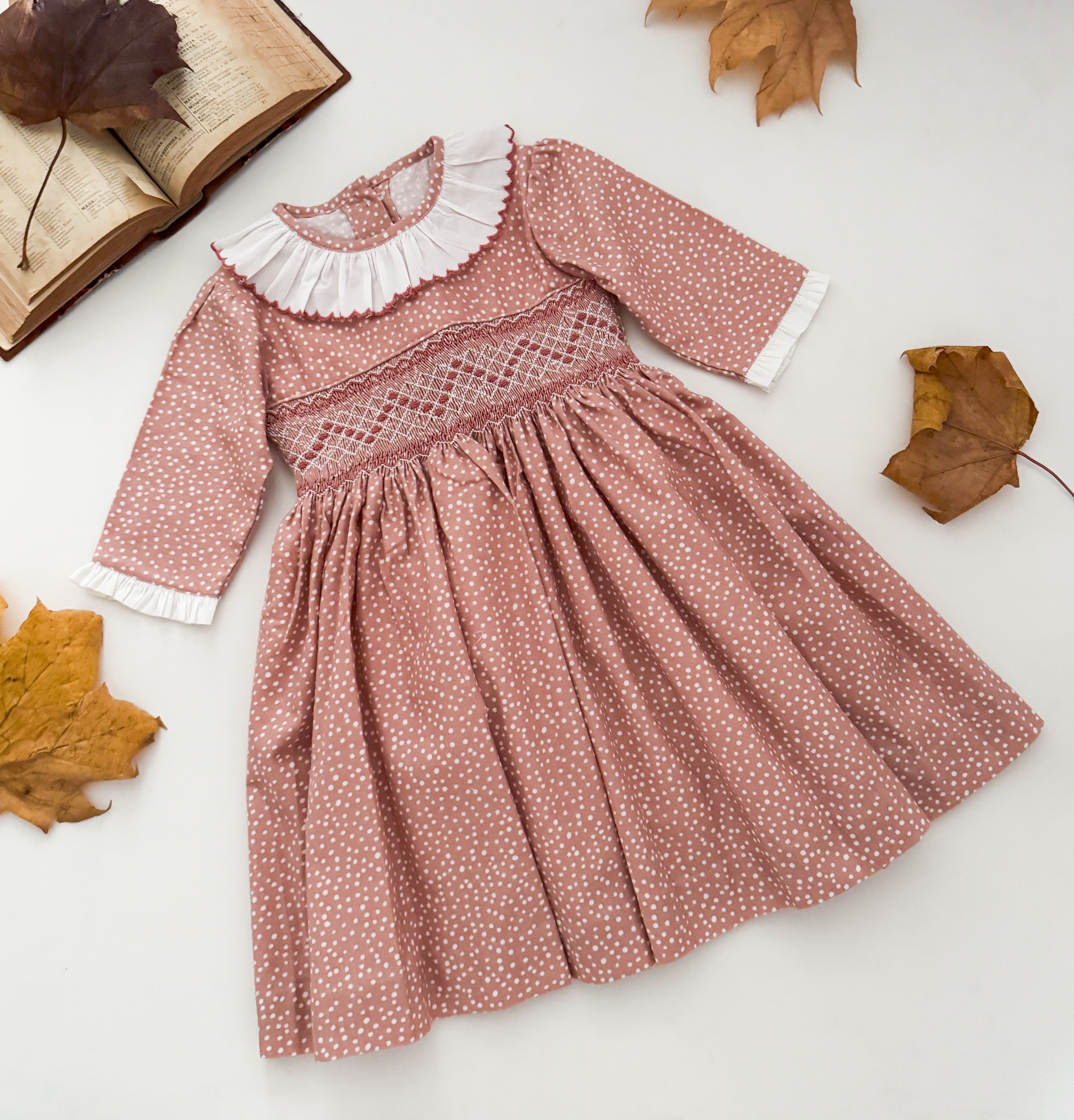 The hand smocked DORIANE dress - Rose Berry