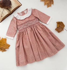 The hand smocked DORIANE dress - Rose Berry