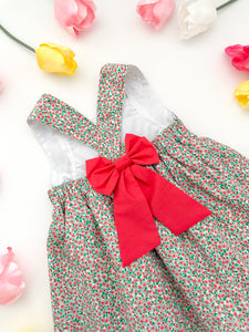 The hand smocked ESMÉE dress - Floral mint coral