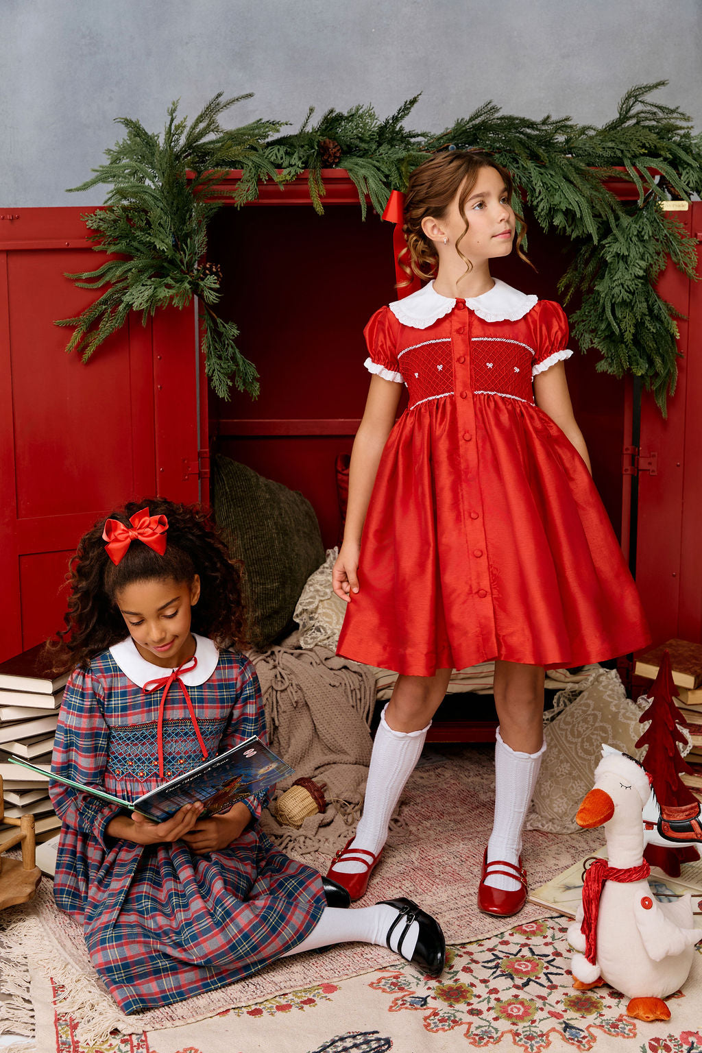 The hand smocked MATHILDE dress - Red
