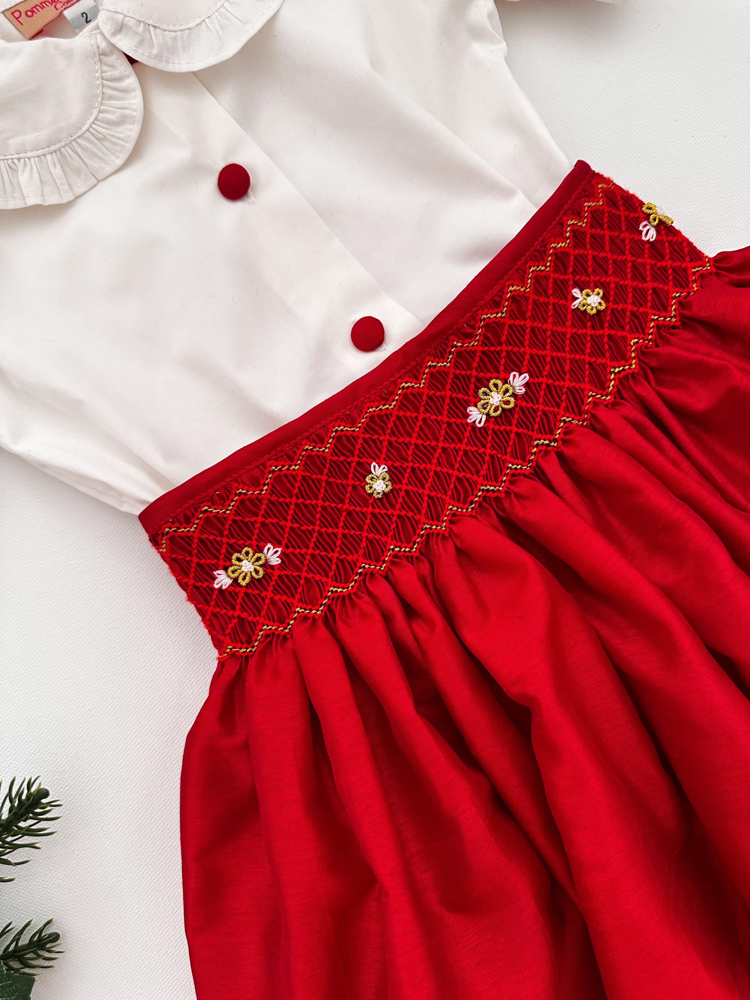 The hand smocked CALISTA set - Red