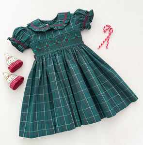 The hand smocked ABIGAIL dress - Green (Holidays Edition)