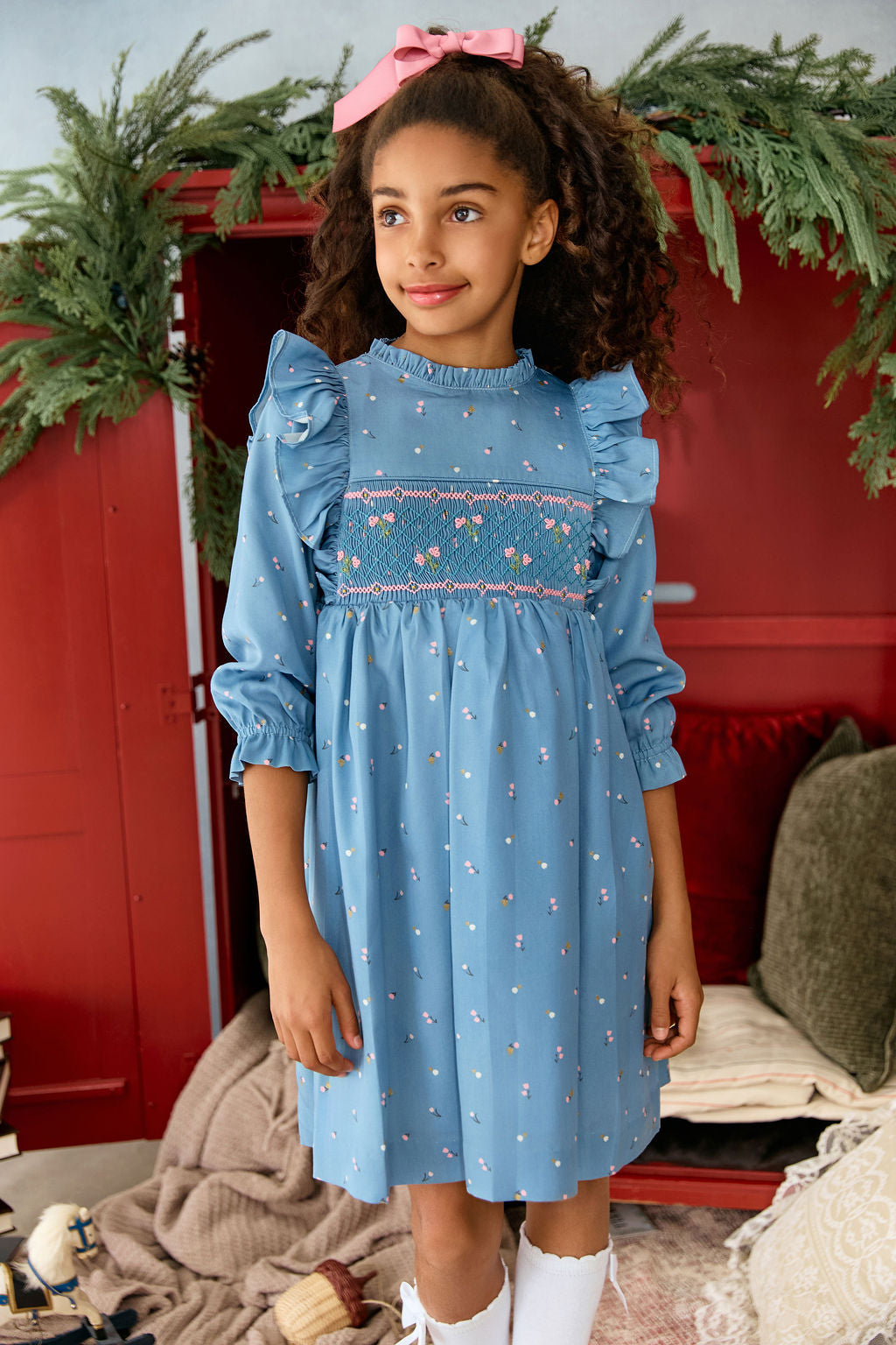 The hand smocked LIVIA dress - Blue floral
