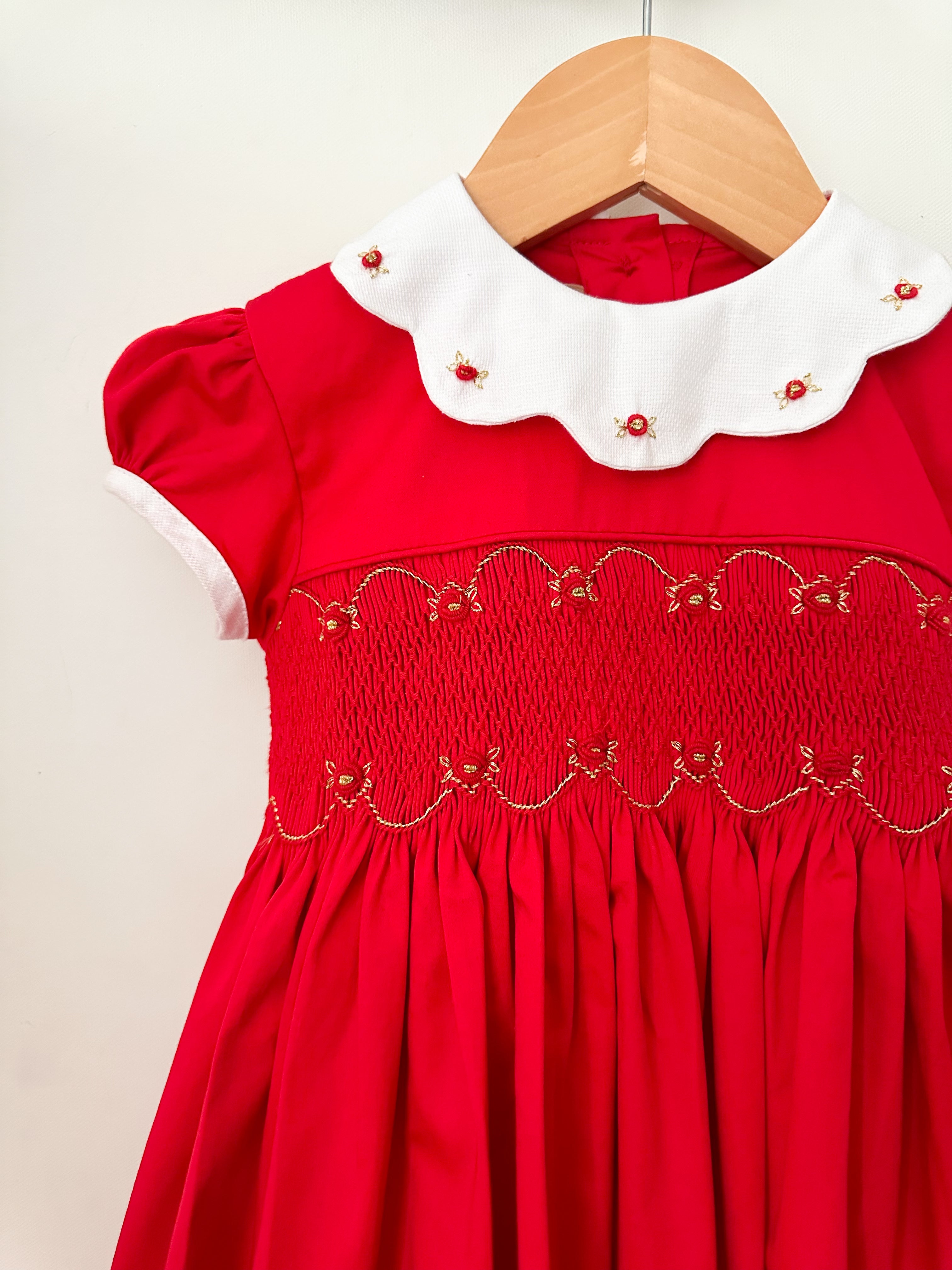 The hand smocked GRACE dress - Red (Holidays Edition)