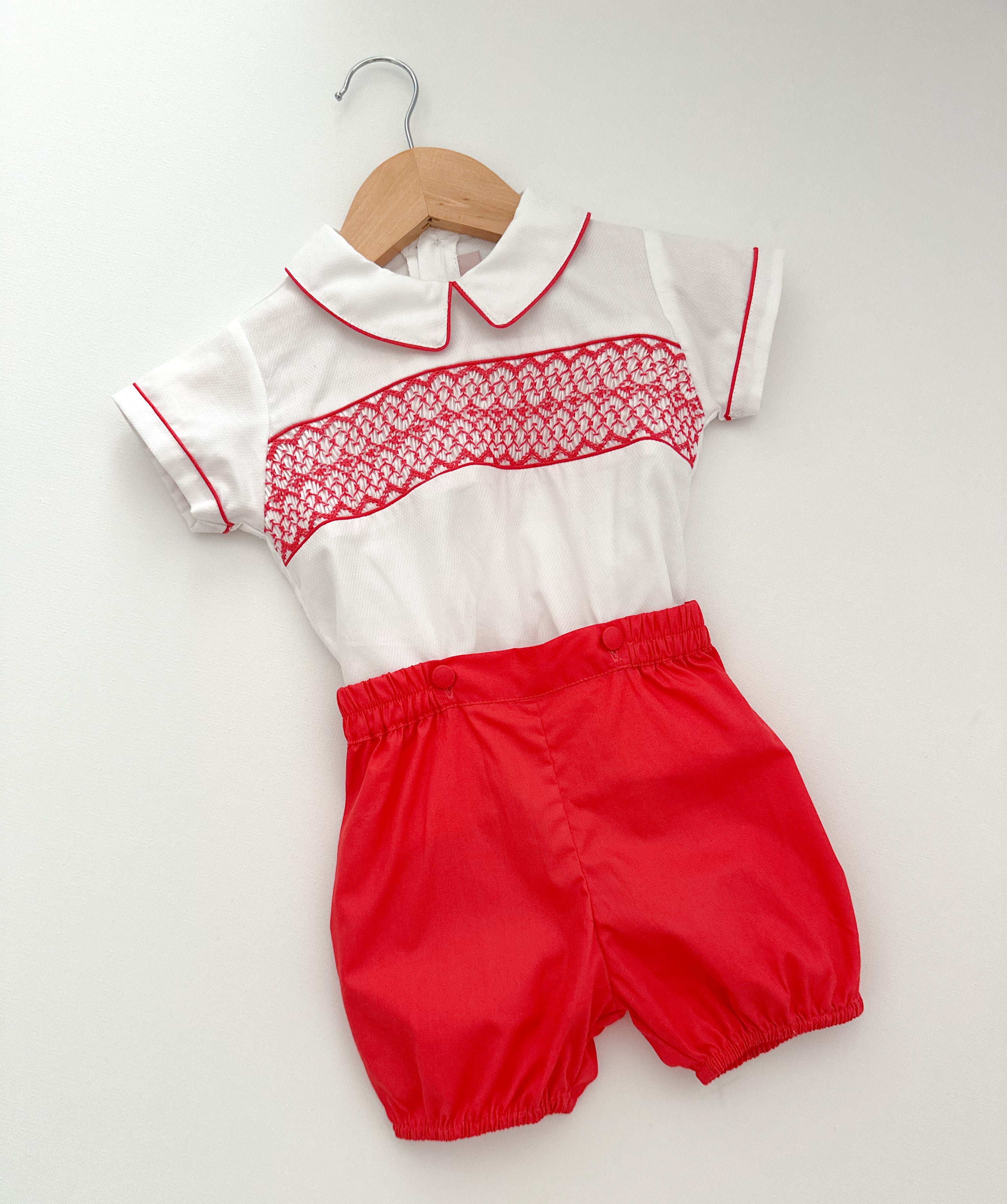 * PREORDER * The hand smocked ADAM set - Red Coral