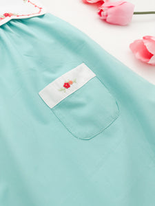 The hand embroidered ALBA dress - Mint