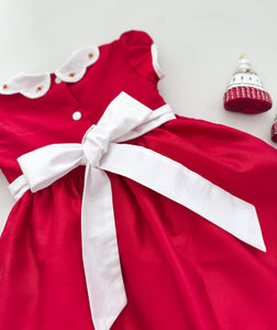 The hand smocked GRACE dress - Red Silk