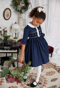 The hand smocked FLORENCE dress - Navy