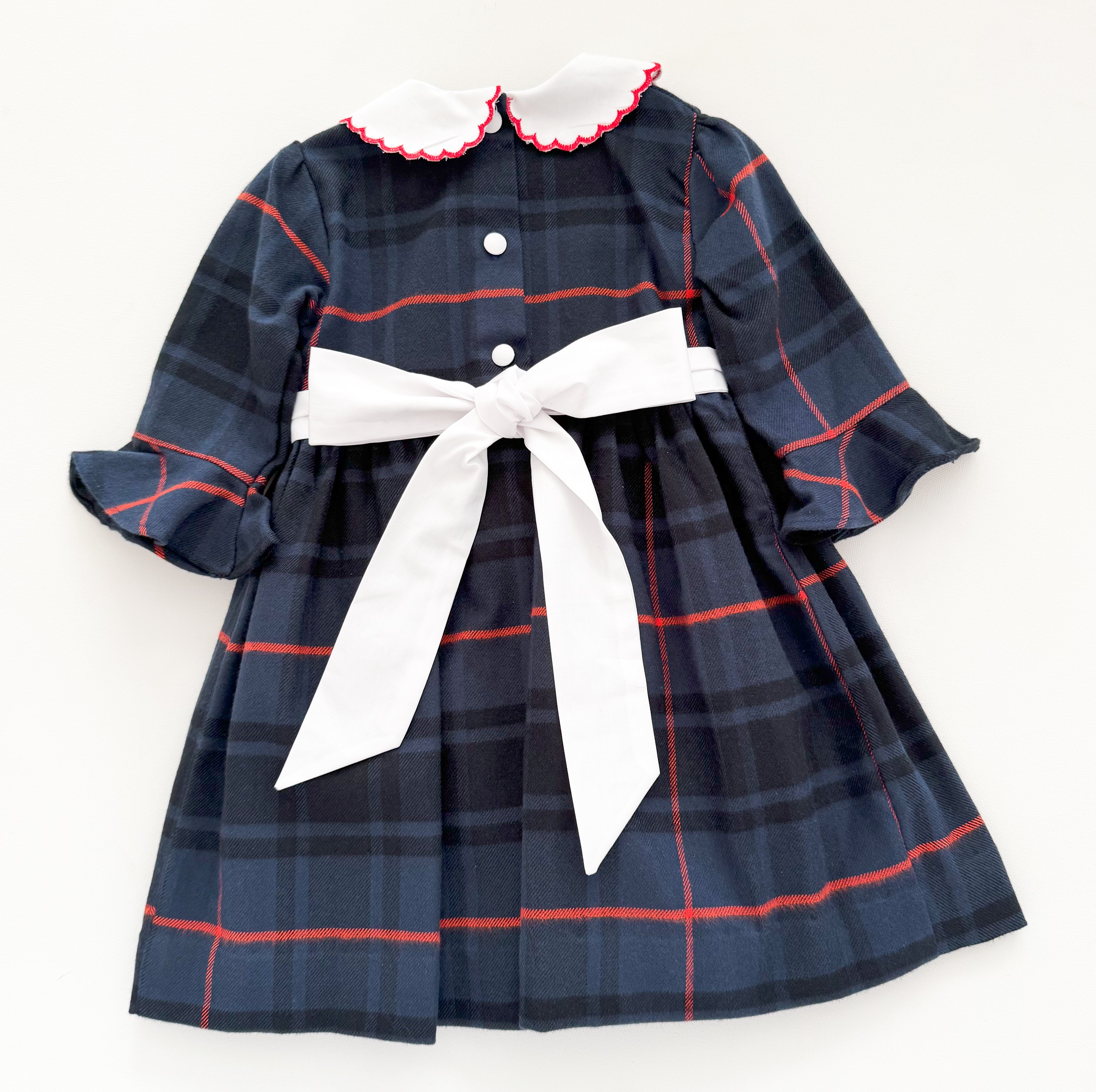 The hand smocked FLORENCE dress - Plaid Navy