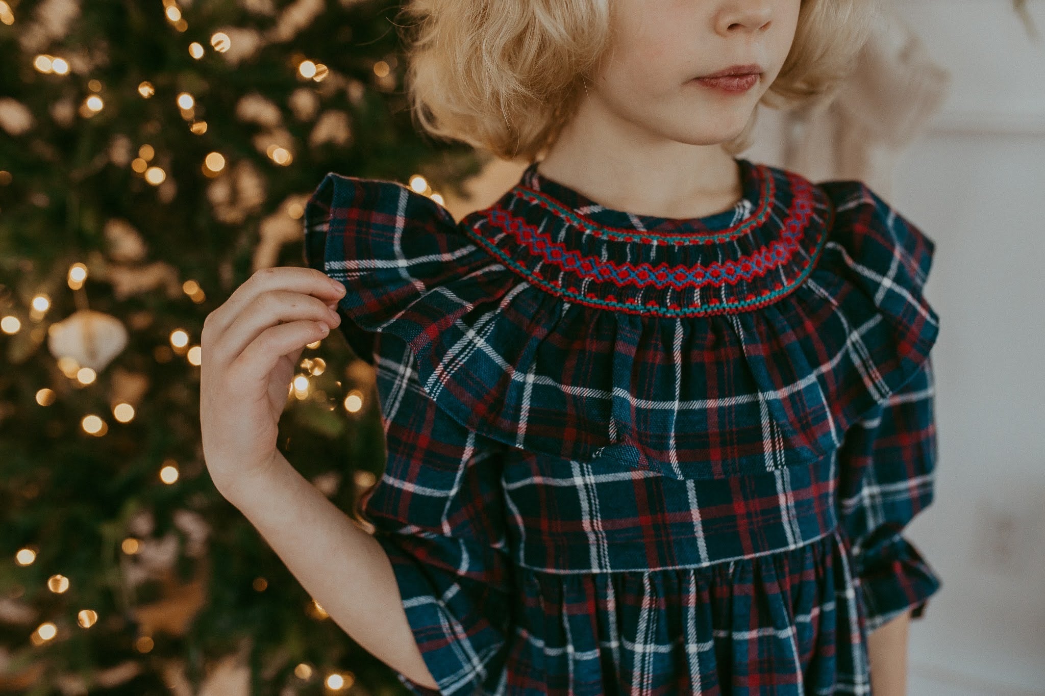 ** SECONDS SALE ** The hand smocked ELLA dress - Plaid navy and red