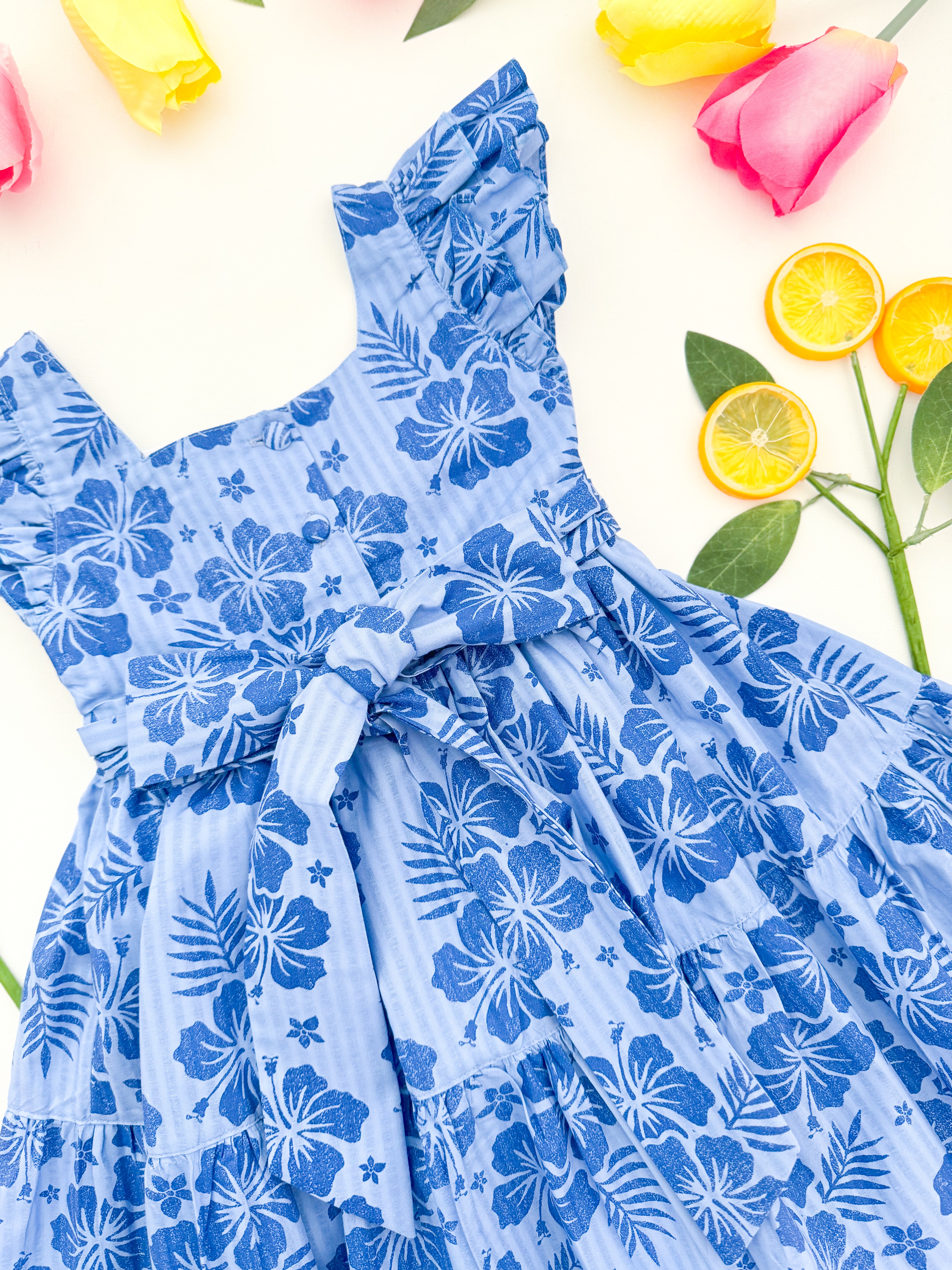 The hand smocked FIONA dress - floral blue