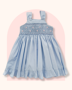 The hand smocked CATALINA dress - BLUE