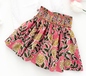 The hand smocked CALISTA set - Floral pink yellow