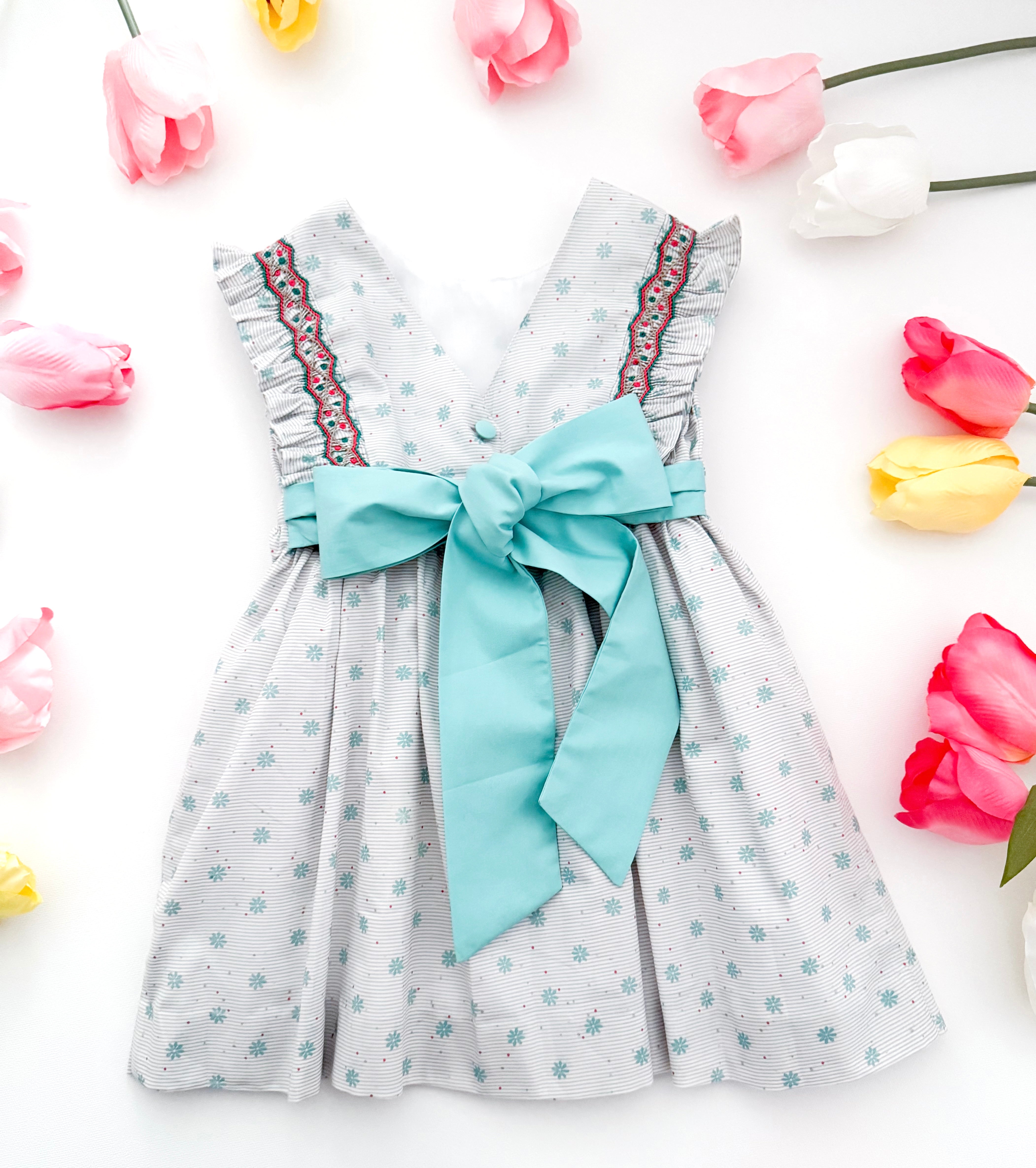 The hand smocked JULIETTE dress - floral mint