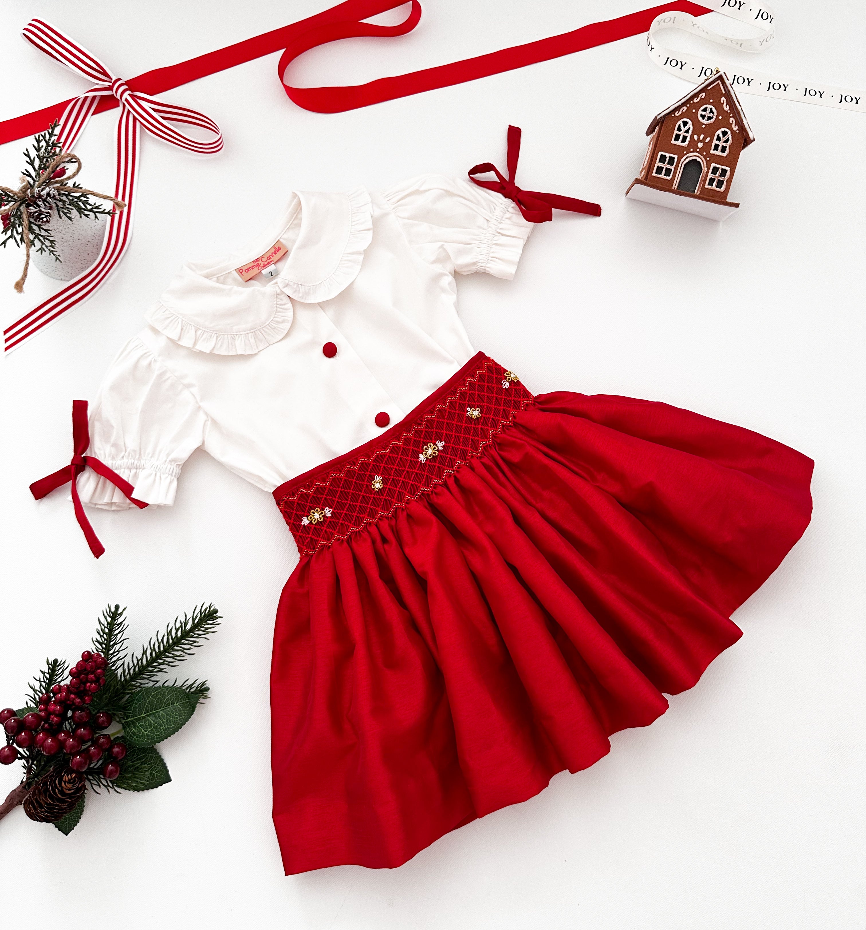 The hand smocked CALISTA set - Red