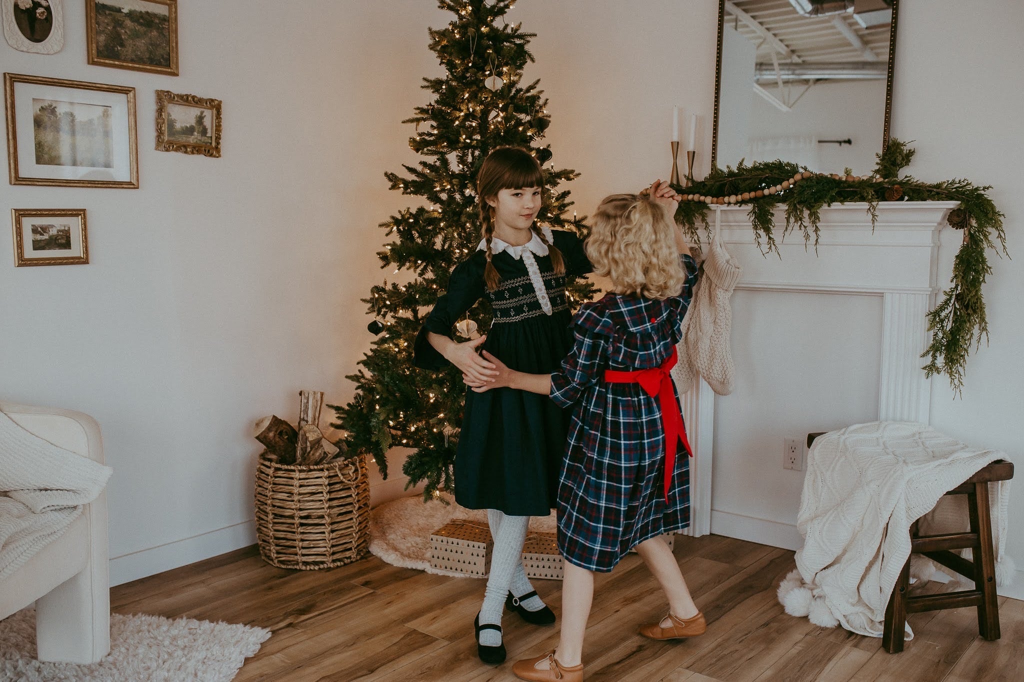 ** SECONDS SALE ** The hand smocked ELLA dress - Plaid navy and red