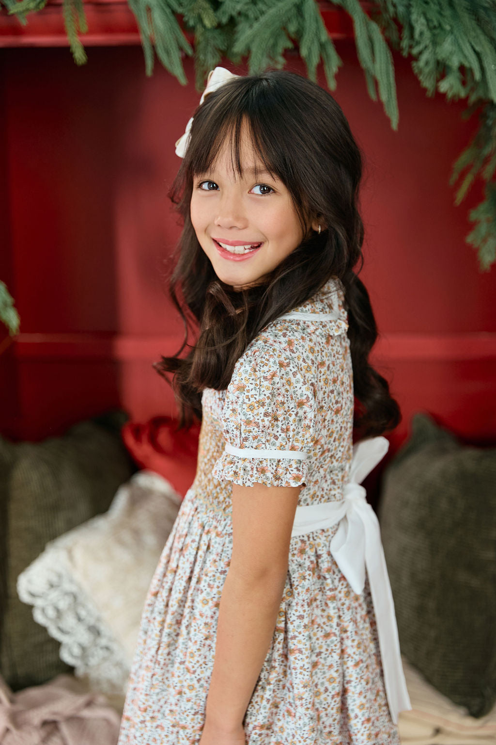 The hand smocked ABIGAIL dress - Liberty Brown