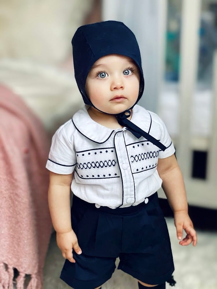 The hand smocked RAPHAEL set - Navy