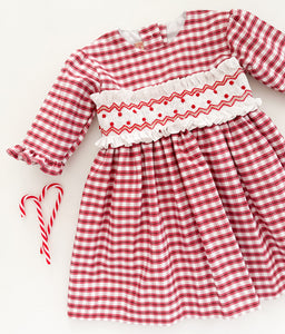The hand smocked OPHELIA dress - Red and white