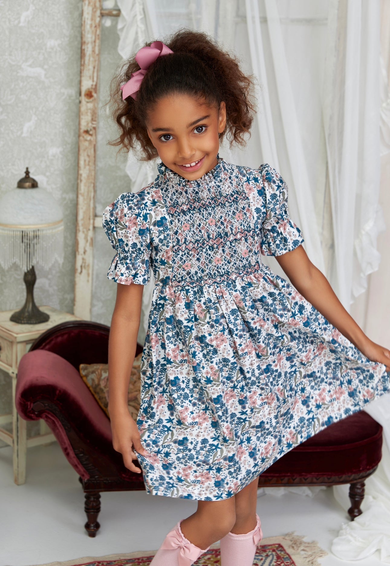 ** SECONDS SALE ** The hand smocked ROMANE dress - Floral