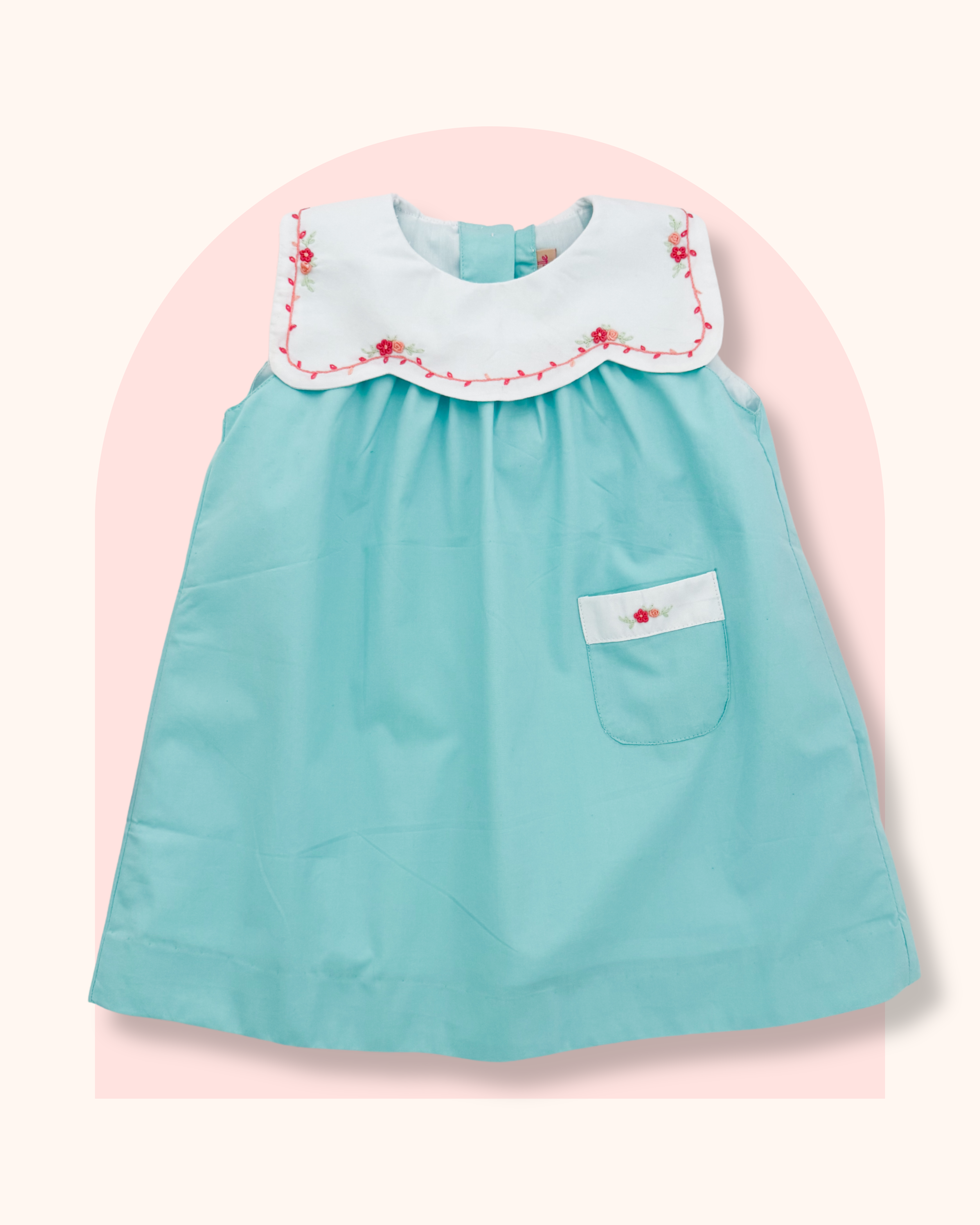 The hand embroidered ALBA dress - Mint