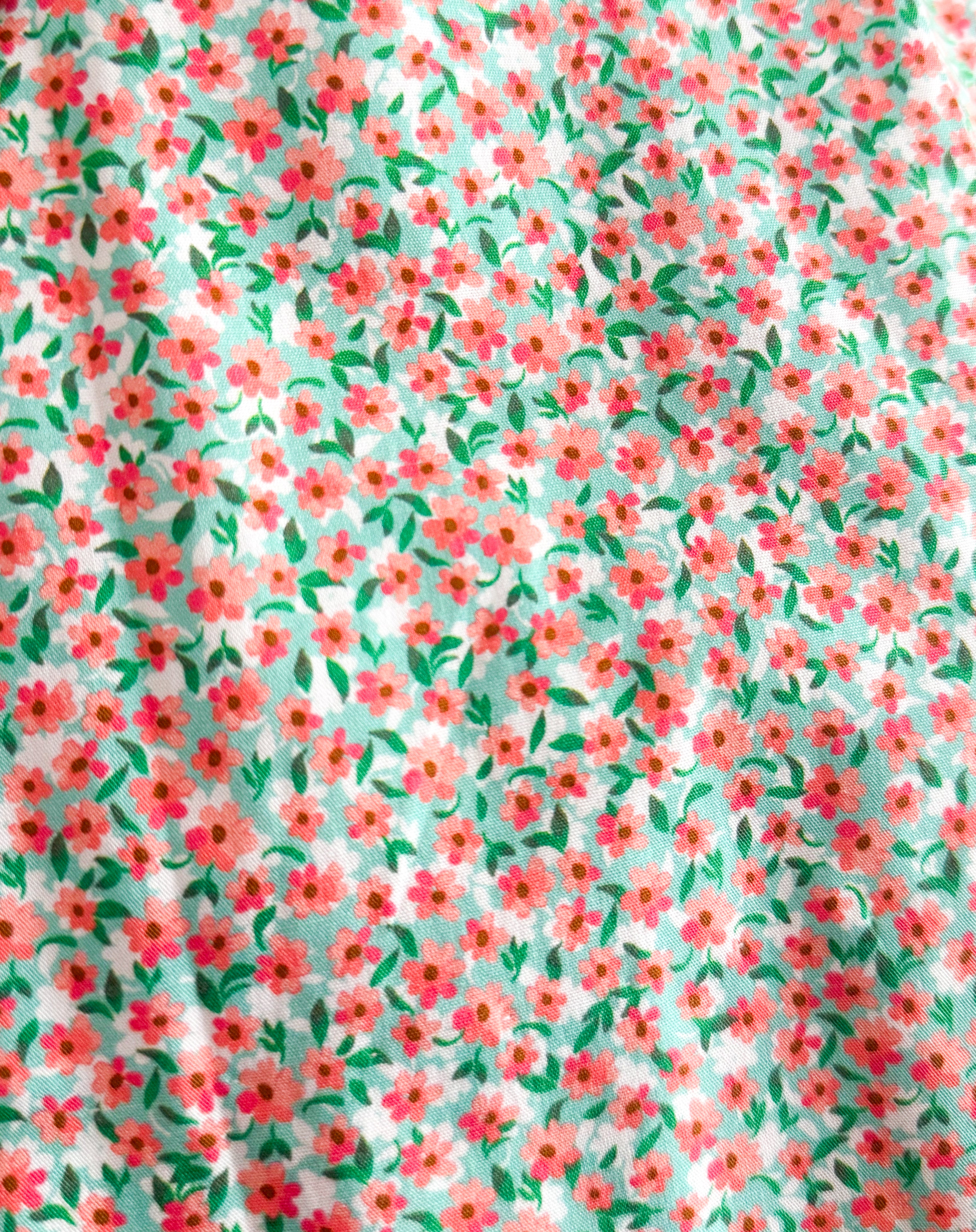 The hand smocked EMMY set - Floral coral mint