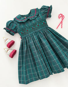 The hand smocked ABIGAIL dress - Green (Holidays Edition)