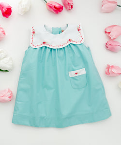 The hand embroidered ALBA dress - Mint