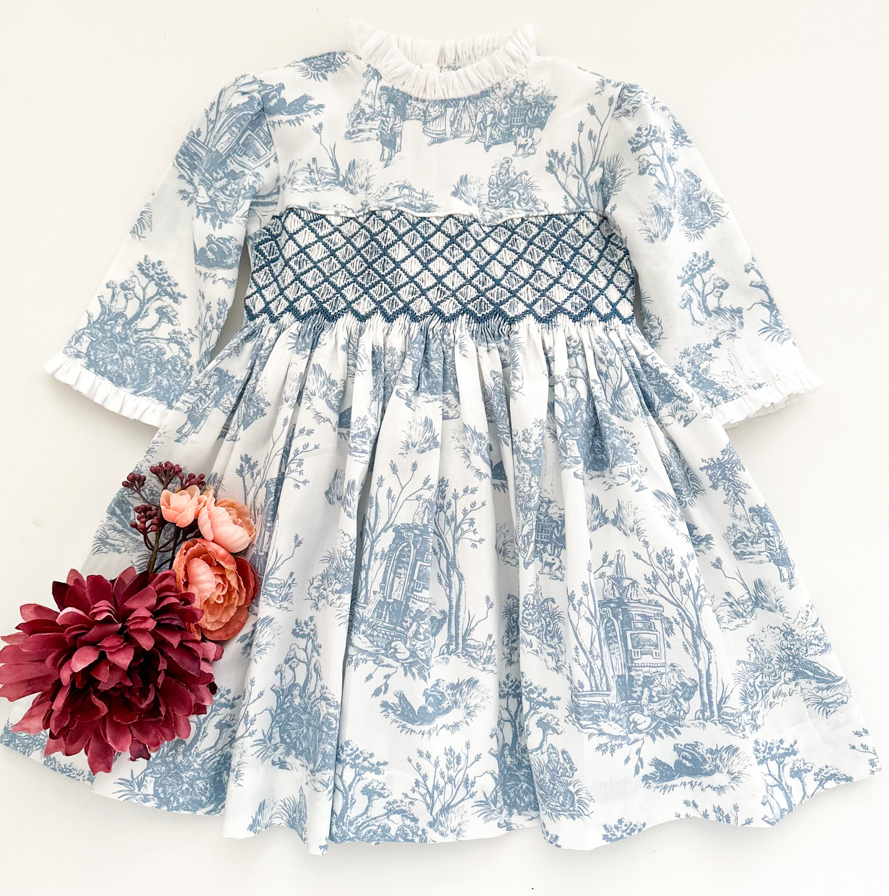 The hand smocked LUDIVINE dress - Toile De Jouy