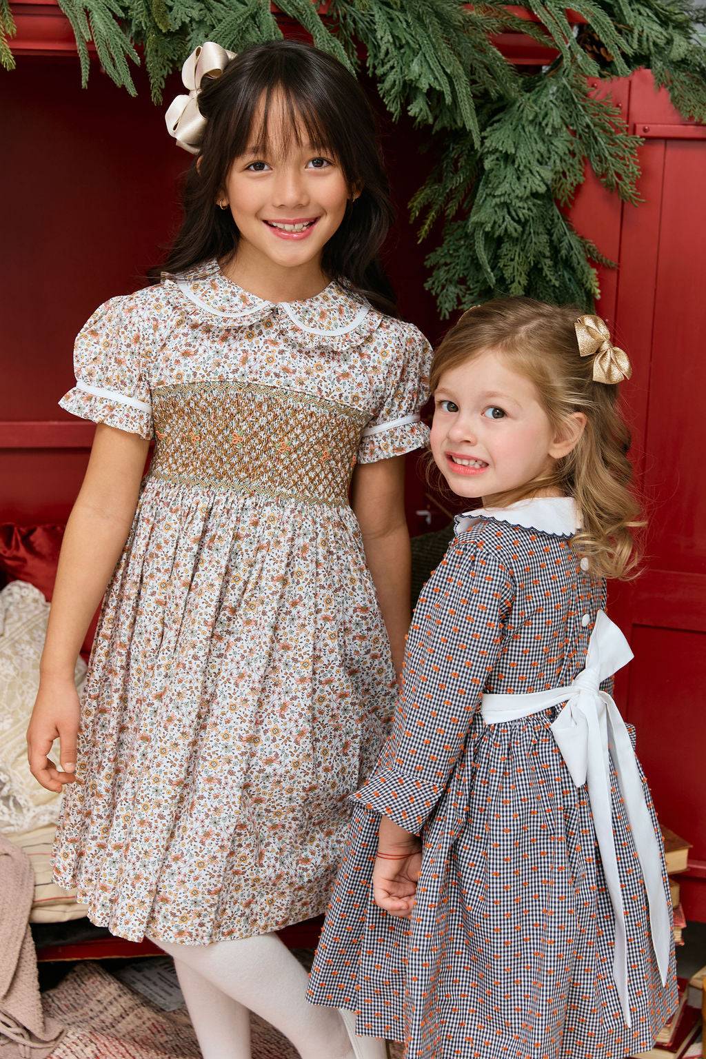 The hand smocked ABIGAIL dress - Liberty Brown