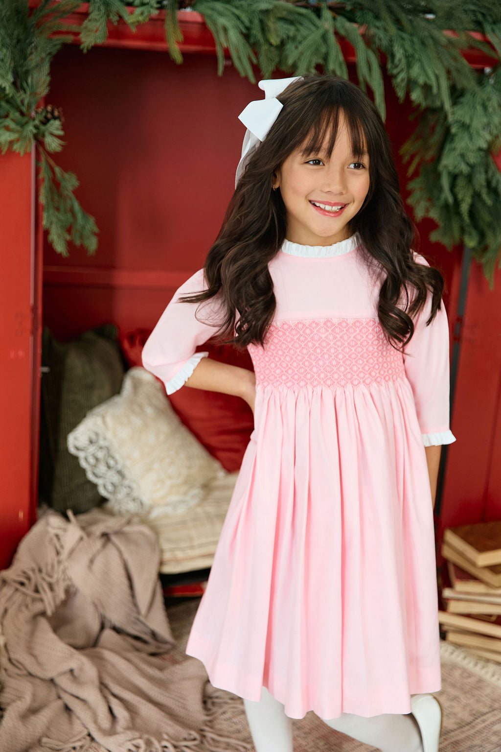 The hand smocked LUDIVINE dress - Pink