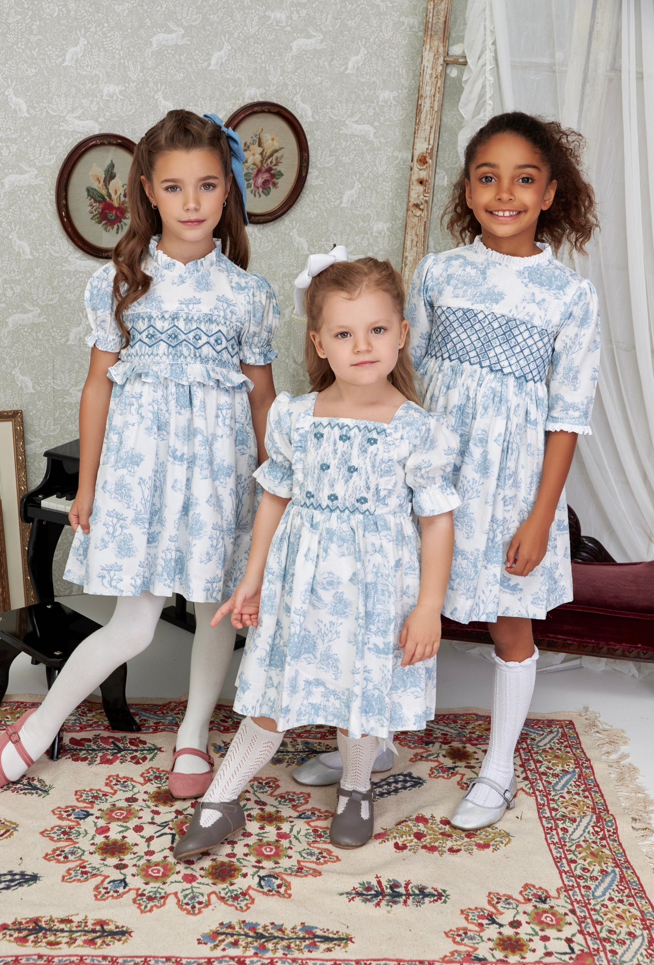 The hand smocked LUDIVINE dress - Toile De Jouy