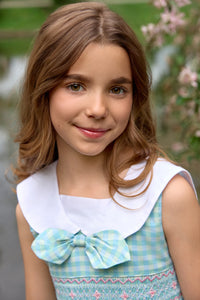The hand smocked BIANCA dress - Vichy blue mint