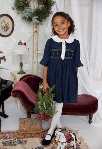 ** SOLD OUT ** The hand smocked FLORENCE dress - Navy