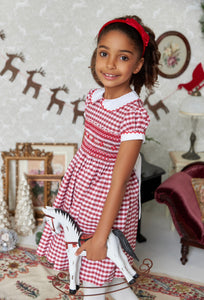 The hand smocked ASTRID dress - Red and white