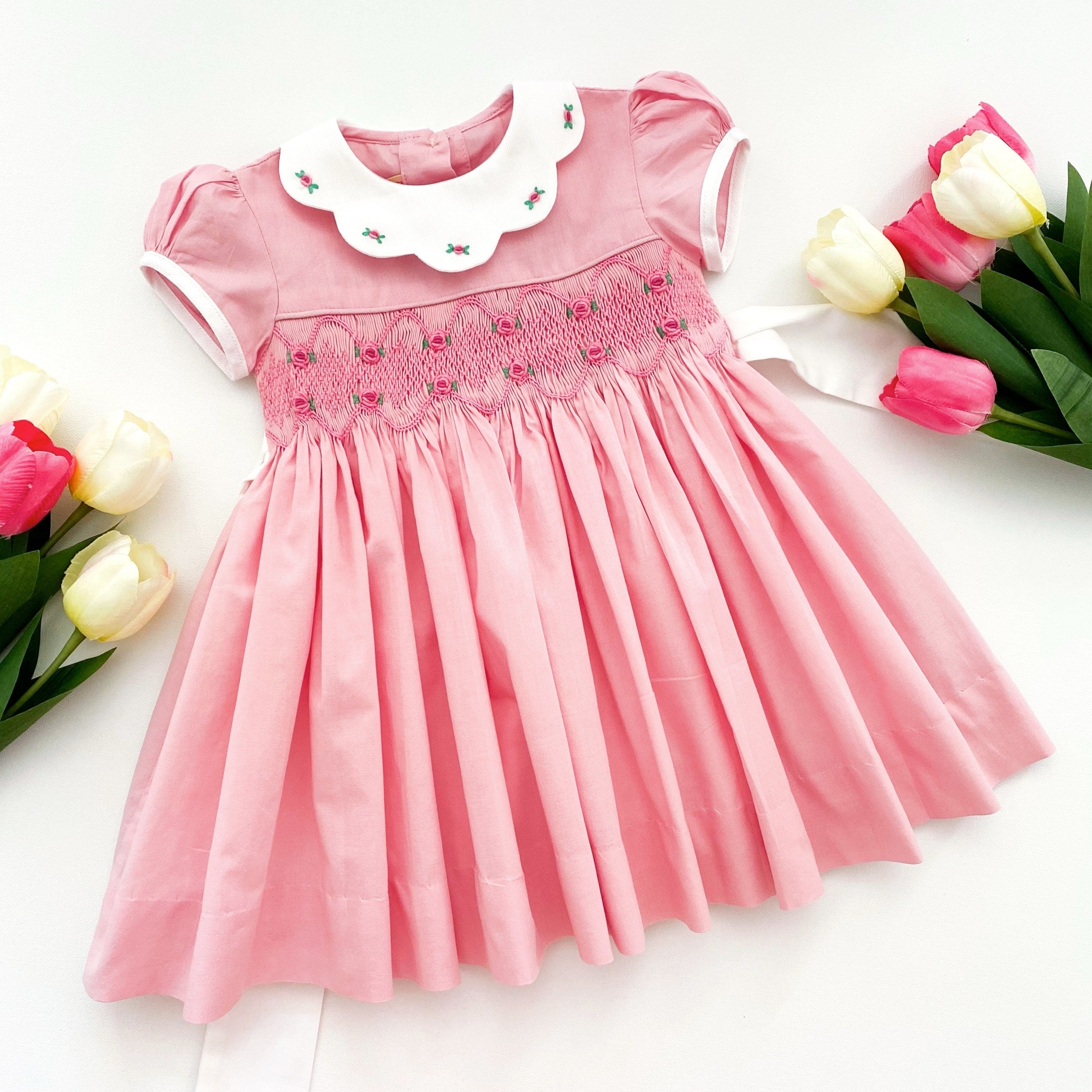 The hand smocked GRACE dress - Pink