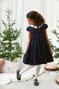 The hand smocked GRACE dress - Navy