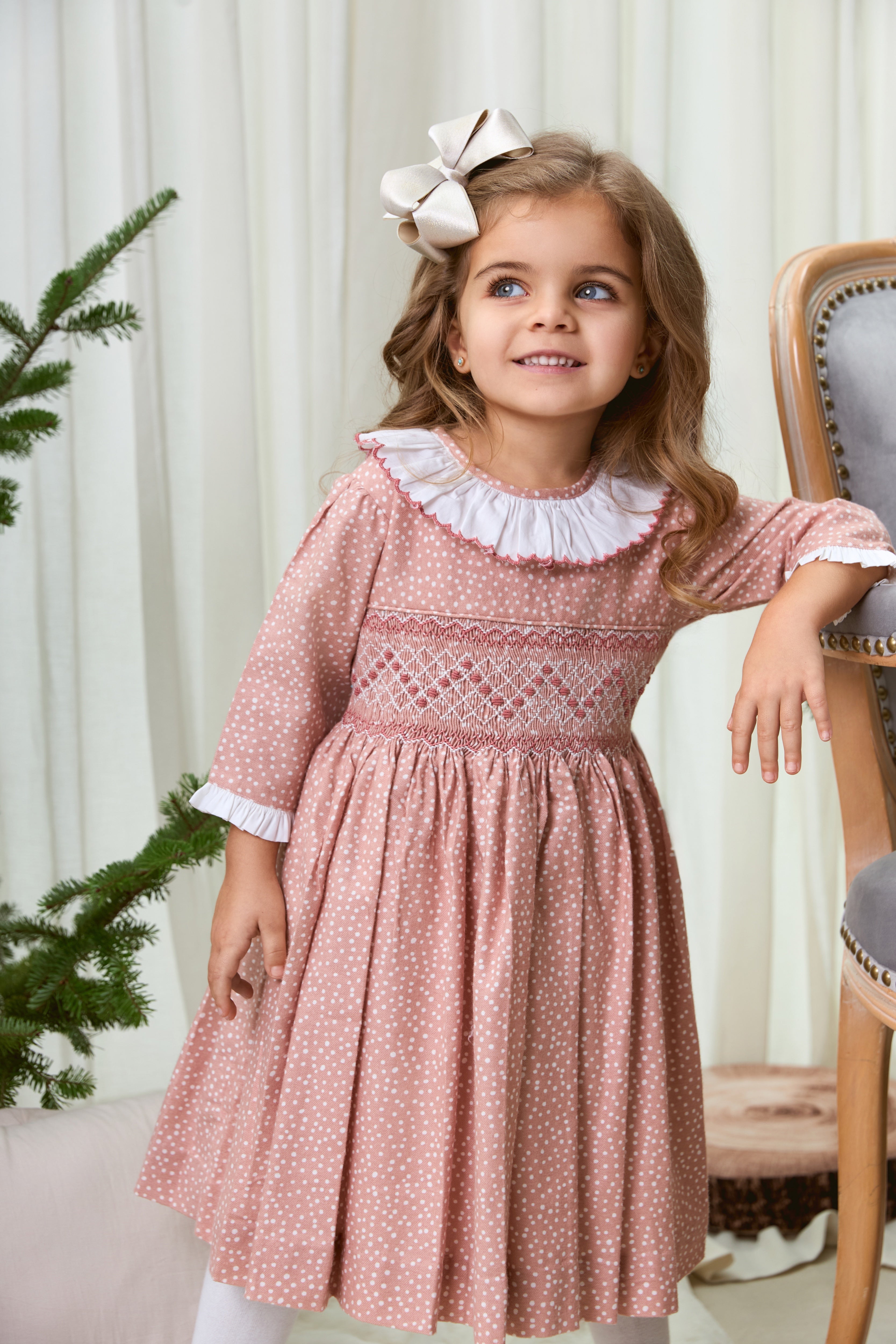 The hand smocked DORIANE dress - Rose Berry