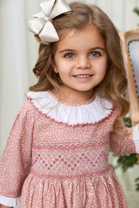 The hand smocked DORIANE dress - Rose Berry