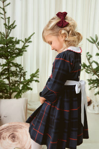 The hand smocked FLORENCE dress - Plaid Navy