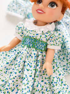 ** SECONDS SALE** Hand smocked doll dress - SIENNA