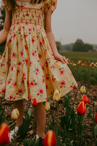 The hand smocked FIONA dress - Floral Yellow