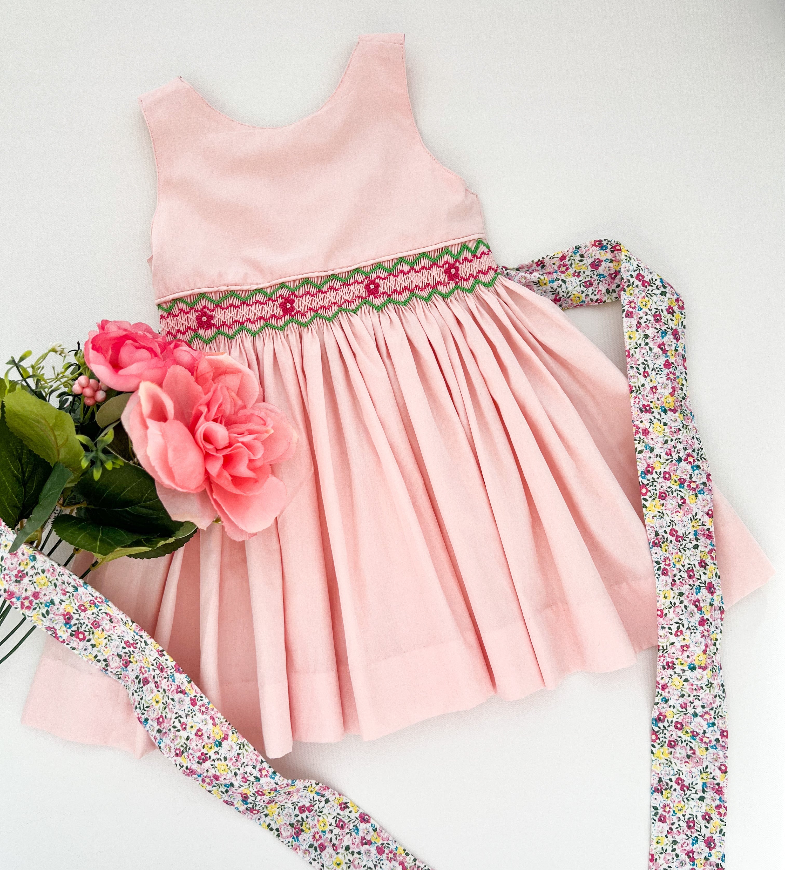 ** SECONDS SALE** The hand smocked ARIAL dress - In pink/liberty